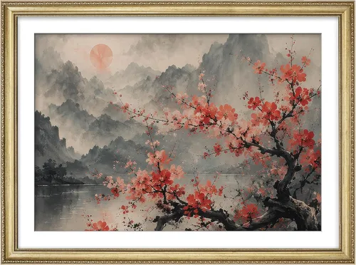Vista 189 de MUDECOR Lienzo enmarcado prémium para pared, pinos nevados en bosque de invierno, ilustraciones modernas, arte contemporáneo, escénico, divertido