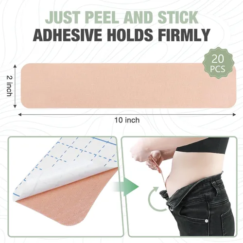 Vista 5 de 20 cintas de vientre precortadas, cinta impermeable de control de abdomen para levantamiento de grasa abdominal y espalda plana, cinta elástica