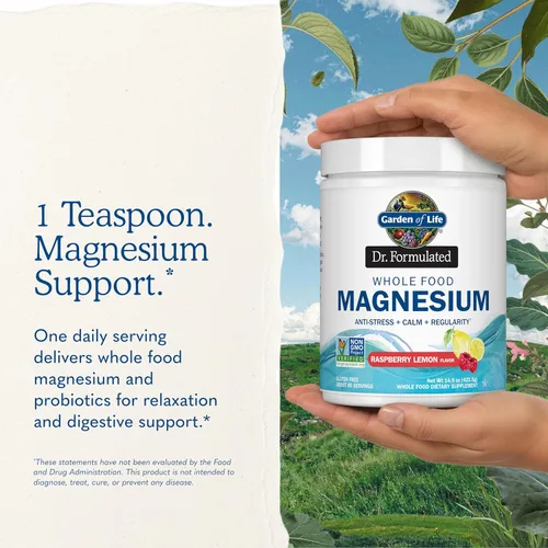 Vista 7 de Garden of Life Dr. Formulated, Magnesio de alimentos integrales, limón frambuesa, 14.9 oz (421.5 g)