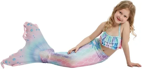 Vista 3 de Conjunto de traje de baño con cola de sirena para niñas, traje de baño de princesa