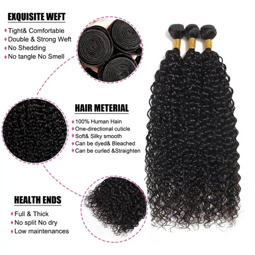 Vista 2 de 12A Brazilian Deep Wave Human Hair Bundles 14 16 18Inch 100% Unprocessed Brazilian Virgin Human Hair Weave 3Bundles Deep Wave Curly Hair Extensions