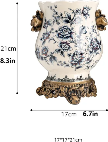 Vista 8 de Jarrón de cerámica alto para suelo, florero chino para decoración del hogar, florero japonés de 8.3 pulgadas, recipiente sofisticado para ramas