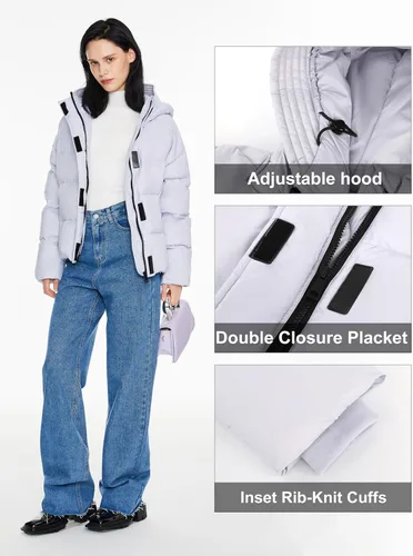 Vista 5 de Orolay Chaqueta acolchada corta para mujer, ligera, resistente al agua, con capucha