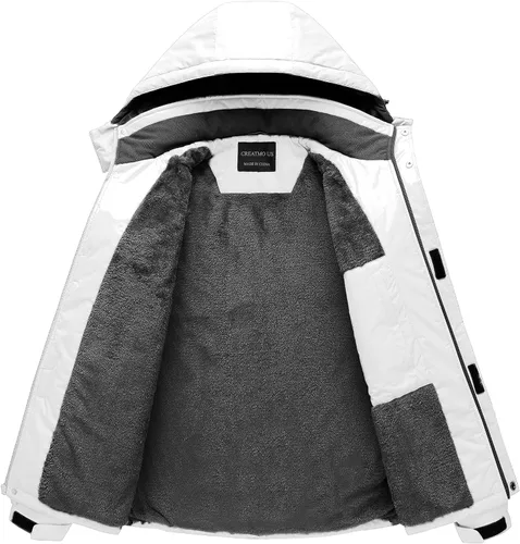 Vista 2 de CREATMO US Chaqueta de esquí impermeable de montaña para hombre, resistente al viento, abrigo de invierno cálido para snowboard