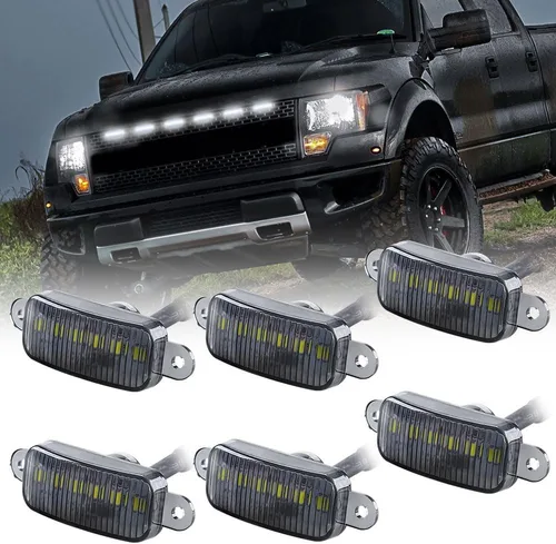 Vista 10 de 4 LED 12W Luces de Advertencia de Parrilla Delantera de Coche Ámbar, Luces de Marcha Diurna Ámbar DRL, Lámpara de Cubierta de Parachoques Delantero