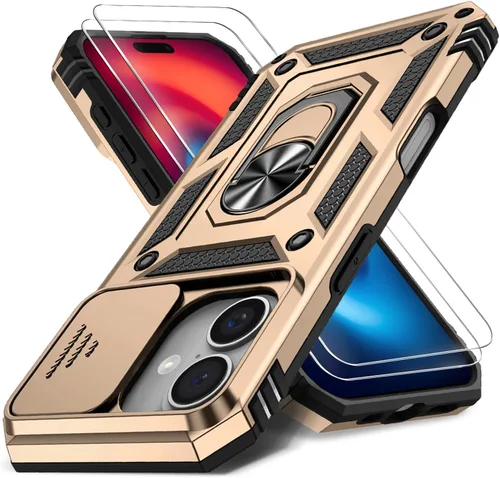 Vista 66 de Funda HakkTaoo para iPhone 13/iPhone 14 de 6.1 Pulgadas con Funda Deslizante para Cámara + Protector de Pantalla (2 Paquetes), Funda Protectora a