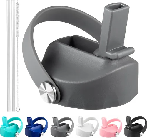 Vista 11 de Tapa de popote compatible con Hydro Flask de boca ancha de 12, 16, 18, 32, 40 onzas, tapas con popote para accesorios de botellas de agua, tapa