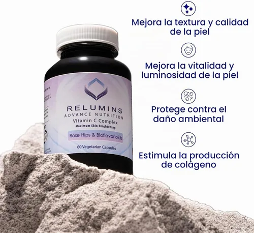 Vista 6 de Relumins Suplemento avanzado de vitamina C con Rose HIPS – 1000 mg de apoyo inmunológico de vitamina C y producción de colágeno, fabricado