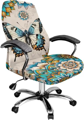 Vista 11 de 250 Years of Glory - Funda para silla de trabajo con diseño de águila calva, diseño de margarita y bandera estadounidense, funda giratoria acolchada