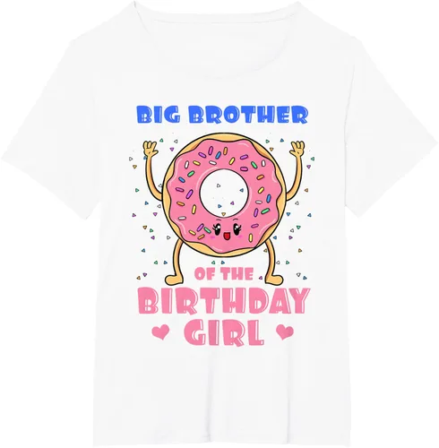 Vista 91 de Big Brother Of The Birthday Girl Donut Bday Party Bro Sib Camiseta, Negro, S