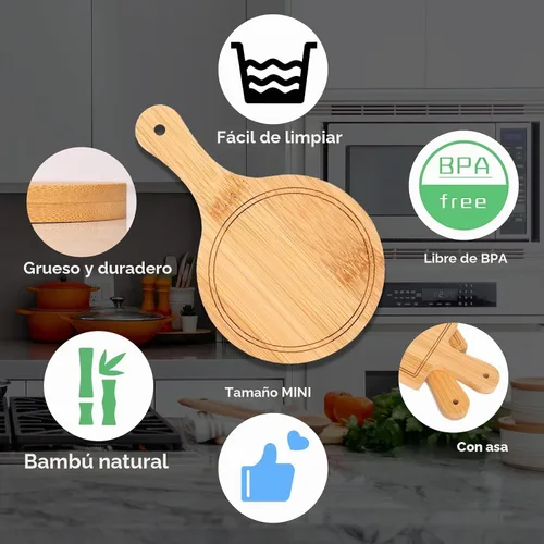 Vista 2 de Mini tabla de cortar, juego de tablas de charcutería, juego de 6 tablas de queso de bambú, bandejas para servir queso de 6 pulgadas, bandeja pequeña