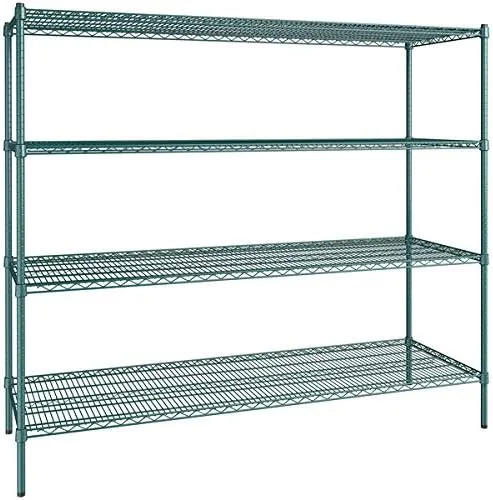 Vista 129 de Kit de 4 estantes de epoxi verde NSF de 21 x 72 pulgadas con postes de 86 pulgadas, estantería de almacenamiento resistente, kit de estantería
