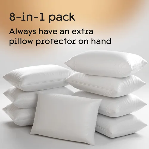 Vista 2 de Niagara Sleep Solution Juego de protectores de almohada estándar a prueba de plumas, de mezcla de algodón, 20 x 26 pulgadas, no se arrugan, juego