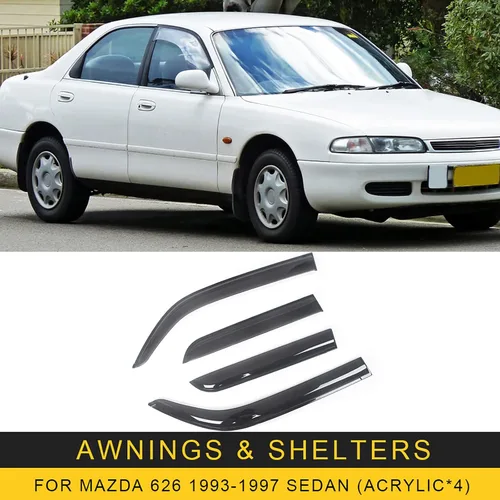 Vista 2 de Para Mazda 626 1992-2002 - Visera de ventana lateral de coche, protección contra la lluvia, protector de refugio, accesorios de adhesivo para marco