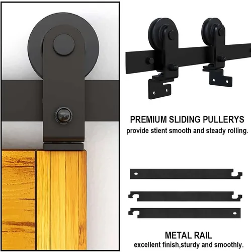 Vista 6 de TSMST Kit de herrajes para puerta de granero de 3 pies/36 pulgadas para puertas plegables para 2 puertas, kit de herrajes para puerta de granero
