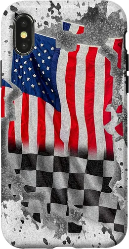 Vista 5 de Funda para iPhone 16 Car Racing Bandera Americana Pit Crew
