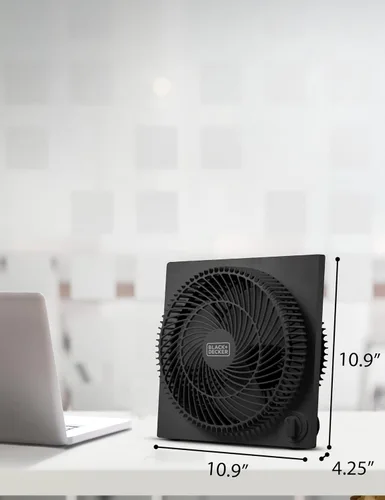 Vista 7 de BLACK+DECKER - Ventilador de caja sin marco de 9 pulgadas, ventilador de escritorio independiente con 3 configuraciones de velocidad, ventilador