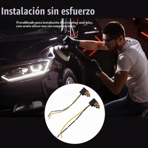 Vista 3 de 2 piezas Conector H1, Arnés de Cableado de Faros Delanteros, Arnés de Enchufe de Bombilla de Luz Antiniebla de 12V-24V, Adaptador de Bombilla