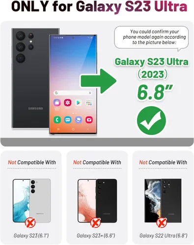 Vista 8 de OCASE Funda compatible con Galaxy S23 Ultra 5G, funda de piel sintética con tapa y soporte para tarjetas con bloqueo RFID