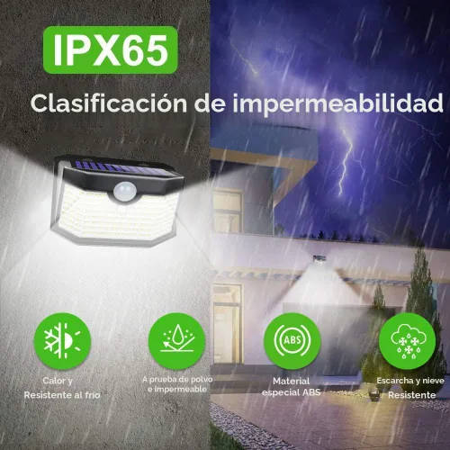 Vista 5 de HMCITY 120 luces solares LED para exteriores con sensor de movimiento, 1 paquete, color negro