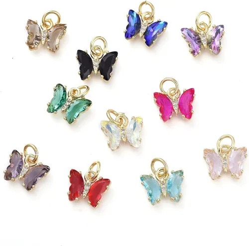 Vista 22 de Stiesy Dijes de latón dorado para hacer joyas, colgantes a granel para collares, pulseras, aretes, manualidades, Vidrio, Sin piedra preciosa