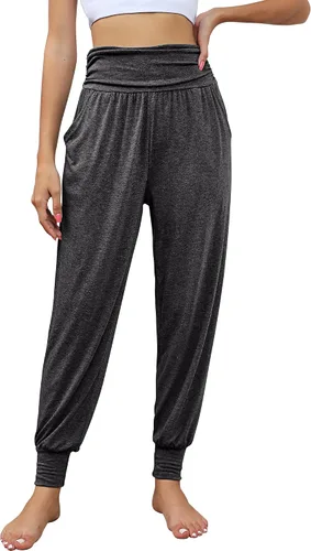 Vista 5 de Paquete de 2 pantalones deportivos de yoga para mujer, cómodos pantalones deportivos con bolsillos, casuales, holgados, cómodos, de cintura alta