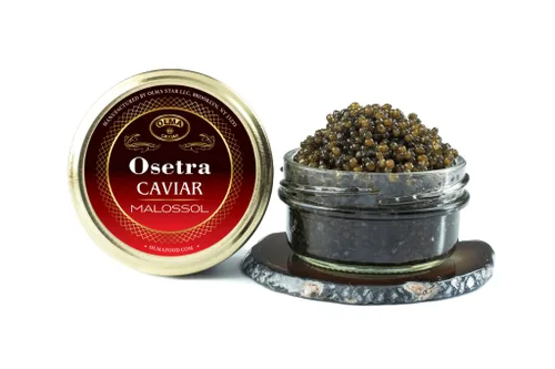 Vista 7 de Envío nocturno Olma Osetra Black Caviar, 1 oz/28g, grado superior Caviar Osetra Malossol premium con sabor rico y refinado; ideal para blinis