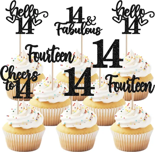Vista 75 de 30 piezas de adornos para cupcakes de 12 cumpleaños feliz, brillantes doce, hola 12, felicitaciones a 12 años, adornos para cupcakes, 12