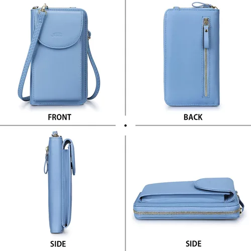 Vista 6 de S-ZONE - Bolso cruzado para mujer, de cuero sintético de PU, con bloqueo RFID, para teléfono celularbilletera
