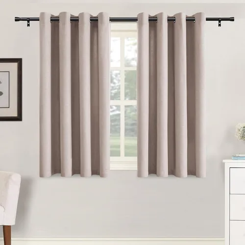 Vista 43 de H.VERSAILTEX Cortinas de cocina texturizadas de lino natural con ojales de 45 pulgadas de largo, lino sintético grueso para oscurecer la habitación