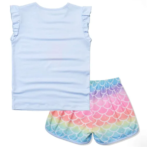 Vista 2 de CHILDRENSTAR Pijama de niña a juego y muñeca Sets verano Pjs Flutter manga ropa de dormir