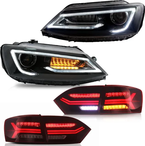 Vista 16 de VLAND Luces traseras LED para Jetta Sagitar 12-14 2011-2014 (no compatible con GLI y versión LED), montaje completo de lámpara trasera LED, rojo
