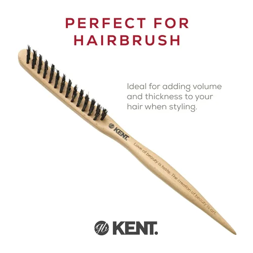 Vista 3 de Kent PF15 - Cepillo de pelo de cerdas de jabalí con control de bordes y cepillos de pelo de nailon para mujeres, control de volumen, cepillo