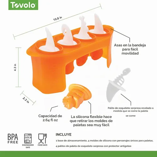 Vista 6 de Tovolo - Moldes para paletas heladas, motivo yeti, Dino, Blanco