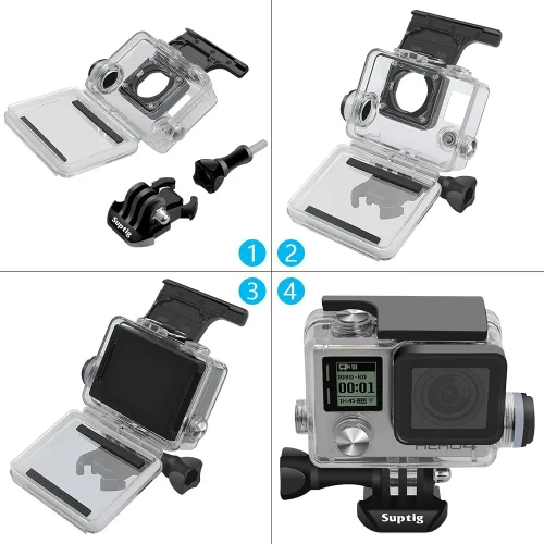Vista 2 de Suptig Funda impermeable para GoPro Hero 4 Hero 3+ Hero 3 Cámara de acción para carga subacuática impermeable 131 pies (131.2 ft)