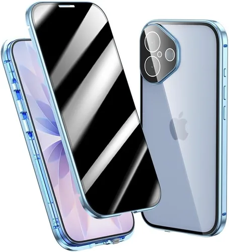 Vista 28 de Funda antimiradas con cerradura para iPhone 13 Pro, funda magnética de vidrio con protector de lente de cámara integrado, protector de pantalla