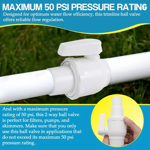 Vista 5 de TonGass Válvula de bola económica de 2 vías MIP x 1.5" - 1.25" Compatible con filtro de piscina Hayward PN. SP0729 - Válvula no corrosiva