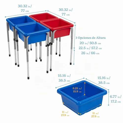 Vista 2 de ECR4Kids Mesas modulares de juego con arena y agua con tapas, varios colores, Multi Color, 1 Azul /Rojo