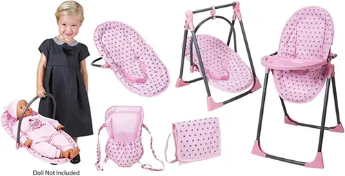 Vista 5 de Lissi Juego de silla alta convertible 6 en 1 de muñeca bebé