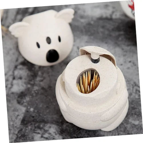 Vista 4 de Cabilock Prensa-tipo caja de palillo de dientes de apertura automática Koala Toothpick Holder compacto ligero para el hogar