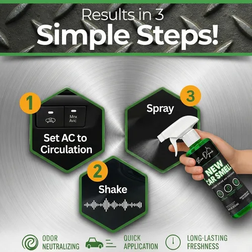 Vista 5 de Aerosol de olor para coche (16 onzas) – Ambientador de larga duración para automóviles, elimina olores, aroma fresco de coche nuevo como acabado