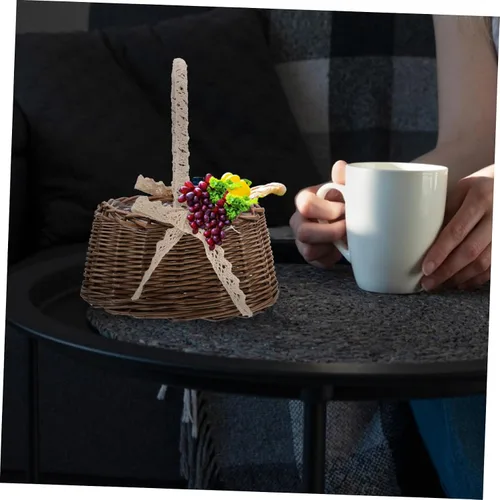 Vista 3 de Gadpiparty Cesta de flores de Navidad para decoración de mesa de boda, decoración de macramé, cesta de ratán, bolsa de playa, fruta, decoración