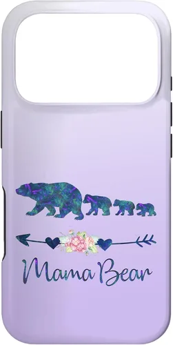 Vista 30 de Teal Blue Purple Floral Mama Bear Three Cubs Silver Purple Case for iPhone 17