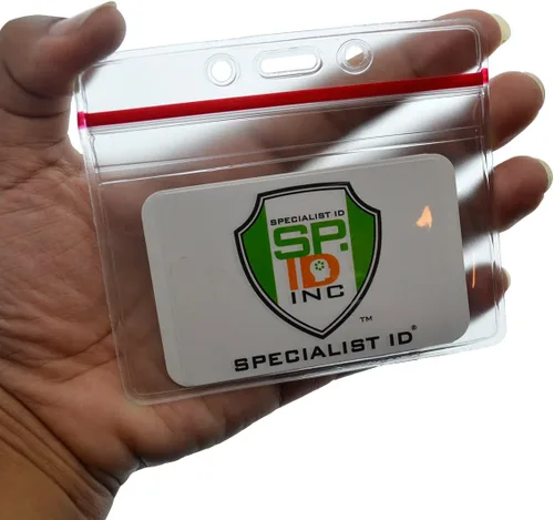 Vista 4 de Paquete de 5 portatarjetas de alta resistencia horizontal con cremallera resellable - Plástico transparente impermeable protector de tarjetas