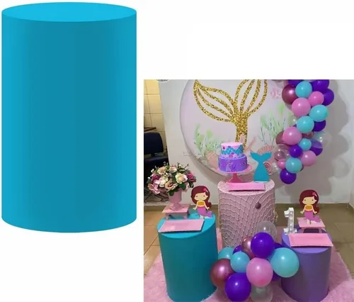Vista 7 de Cubiertas de pedestal con temática de sirena bajo el agua, cubiertas de pedestal bajo el mar con purpurina azul para baby shower, niñas, decoración