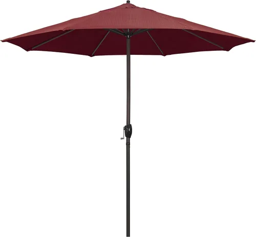 Vista 22 de California Umbrella Sombrilla redonda de aluminio de 9 pies para terraza, piscina o patio, manivela elevadora, inclinación automática, poste
