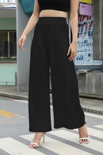 Vista 3 de SHINFY Pantalones palazzo elásticos de pierna ancha para mujer (S-3XL)