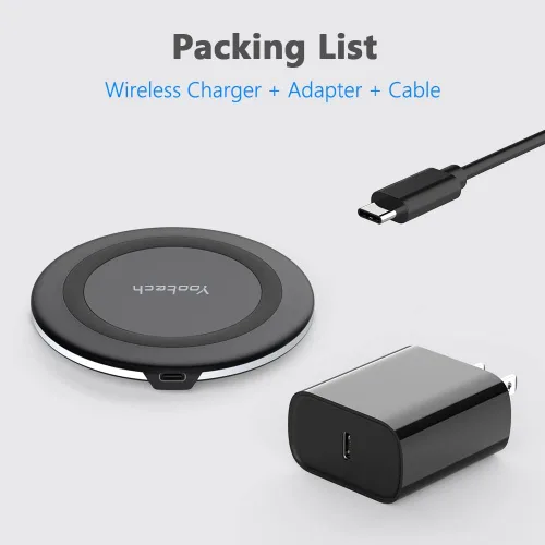 Vista 6 de yootech Cargador inalámbrico, almohadilla de carga inalámbrica máxima de 10 W con adaptador rápido, compatible con iPhone 17/17 Pro/17 Pro