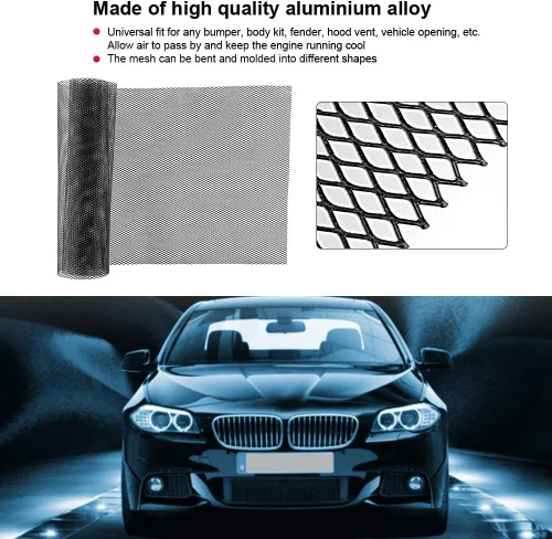 Vista 2 de Universal Black Aluminum Alloy Car Grille Rhombic Grill for Engine Cooling 40 x 13 Inch