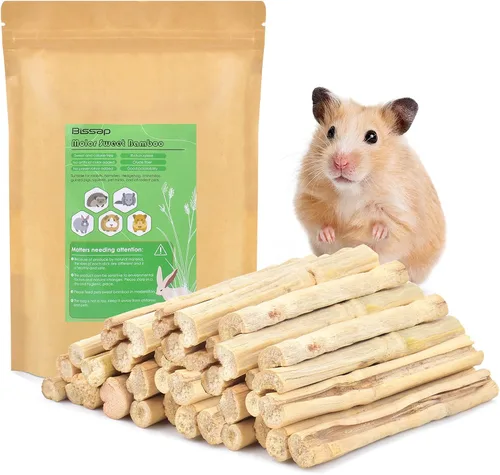 Vista 9 de Bissap Palitos masticables de bambú dulce de 8.82 oz/0.5 libras para conejos, golosinas molares de conejo, bocadillos para animales pequeños